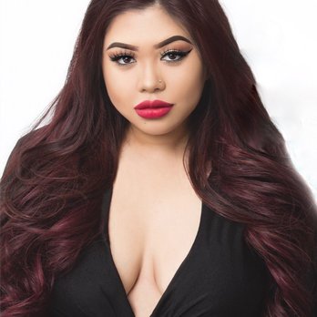 Sabino Salon - When Maribel took me a dark cherry red brown - Hair Extensions Near Me - La Habra, California