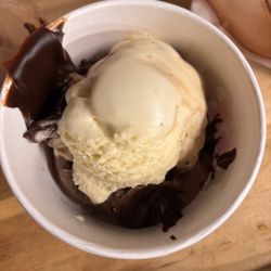 Baskin-Robbins - This is the $12.02 scoop sundae that apparently doesn't come with anything else but a spoon of hot fudge