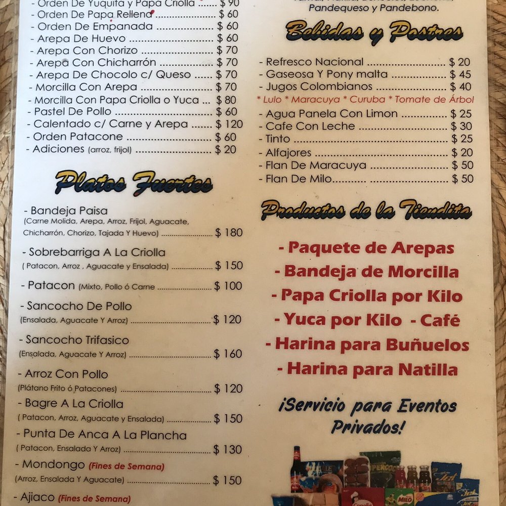 Que Bacano - Menu - Colombian Near Me - Santiago de Querétaro, QUE
