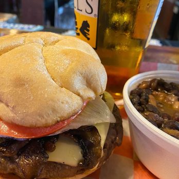 Rockhouse live - Mushroom Swiss burger and draft beer. No filter - Lounges Near Me - Key West, Florida