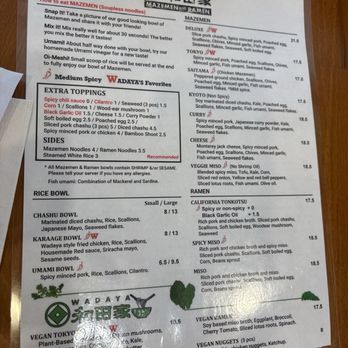 Wadaya - Menu - Feb 2026 - Ramen Near Me - Fremont, California Wadaya - Menu - Feb 2026 - Ramen Near Me - Fremont, California