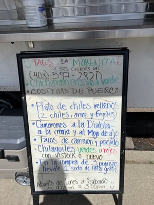 Menu photo 2 Tacos La Morenita San Jose, CA
