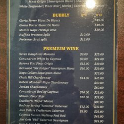 Hwy Nine Grillhouse - Wine menu