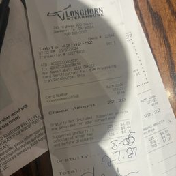 Receipt with lucky numbers