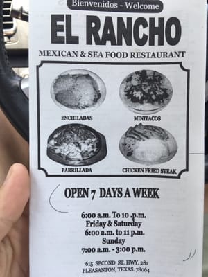 Menu photo 5 El Rancho Mexican Restaurant Pleasanton, TX
