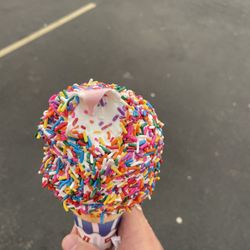 Fran-Ceil Custard - Cherry vanilla twist with rainbow sprinkles