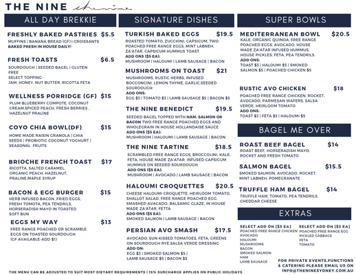 Menu photo 7 The Nine Bondi Beach, NSW Menu photo 7 The Nine Bondi Beach, NSW