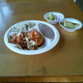 Tacos Baja - #3 combo - fish taco, shrimp taco, rice, beans and soda - Seafood Near Me - Whittier, California Tacos Baja - #3 combo - fish taco, shrimp taco, rice, beans and soda - Seafood Near Me - Whittier, California