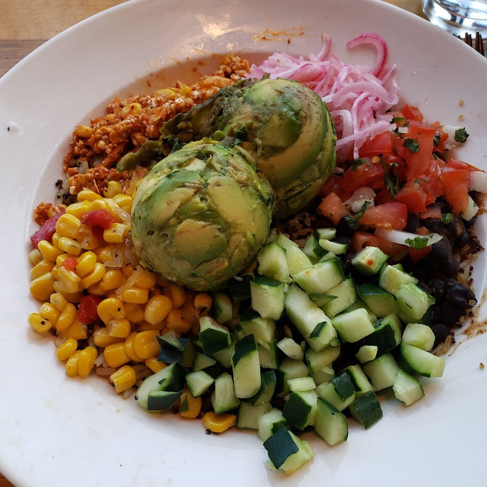 BJ's Restaurant & Brewhouse - Bj's Brewhouse Bowl, no feta and yogurt crema. Extra guacamole and added chimichurri sauce. Vegan. - New American Near Me - Livonia, Michigan BJ's Restaurant & Brewhouse - Bj's Brewhouse Bowl, no feta and yogurt crema. Extra guacamole and added chimichurri sauce. Vegan. - New American Near Me - Livonia, Michigan