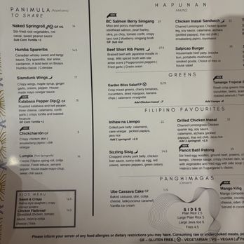 Haliná - Menu - Filipino Near Me - Vancouver, British Columbia