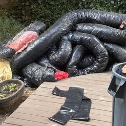 Air ducts pulled from house. Air ducts pulled from house.