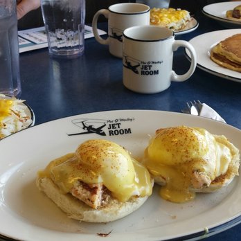 Jet Room Restaurant - The whole shebang: Benedict's, hashbrowns, and a side of pancakes. - Diners Near Me - Madison, Wisconsin Jet Room Restaurant - The whole shebang: Benedict's, hashbrowns, and a side of pancakes. - Diners Near Me - Madison, Wisconsin