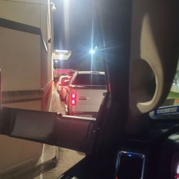 the reflection of a truck in a mirror