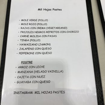 MilHojasPastes - Menu - Food Trucks Near Me - Northridge, California