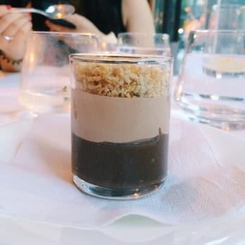 Little Anthony's - Chocolate budino with milk chocolate mousse and pine nut brittle. - Bars Near Me - Toronto, Ontario Little Anthony's - Chocolate budino with milk chocolate mousse and pine nut brittle. - Bars Near Me - Toronto, Ontario