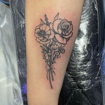 Golden Triangle Art Studio - My daughters's  birth month flower and my birth month flower in a bouquet . - Tattoo Near Me - Upland, California