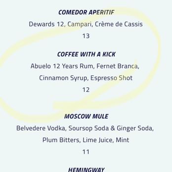 Comedor - Drink menu - Caribbean Near Me - San Juan, Puerto Rico
