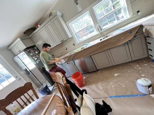Kitchen update - We remodeled this customers kitchen, installed new cabinets, countertops, and appliances, and installed flooring Kitchen update - We remodeled this customers kitchen, installed new cabinets, countertops, and appliances, and installed flooring