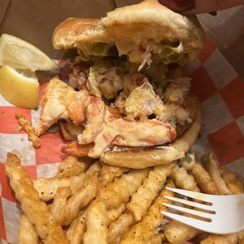 Happy Lobster - Angry Lobster Sandwich with Seasoned Fries - Seafood Near Me - Chicago, Illinois