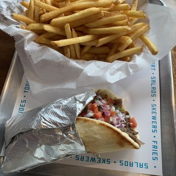 Yiro Yiro - Lamb & Beef Yiro in a Pita and Side of Fries - Greek Near Me - Philadelphia, Pennsylvania