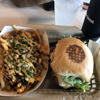 LA Burger - LA burger comes w/ egg, kimchi and usual fixins. K-fries have the same thing but w/ bulogi - Burgers Near Me - Carrollton, Texas LA Burger - LA burger comes w/ egg, kimchi and usual fixins. K-fries have the same thing but w/ bulogi - Burgers Near Me - Carrollton, Texas
