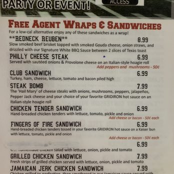 Gridiron - a menu for a party or event - Sports Bars Near Me - Gadsden, Alabama Gridiron - a menu for a party or event - Sports Bars Near Me - Gadsden, Alabama