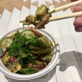 Sweetfin Poke Del Mar - Salmon, yellow fin with Sriracha Ponzu on bamboo rice - Poke Near Me - San Diego, California