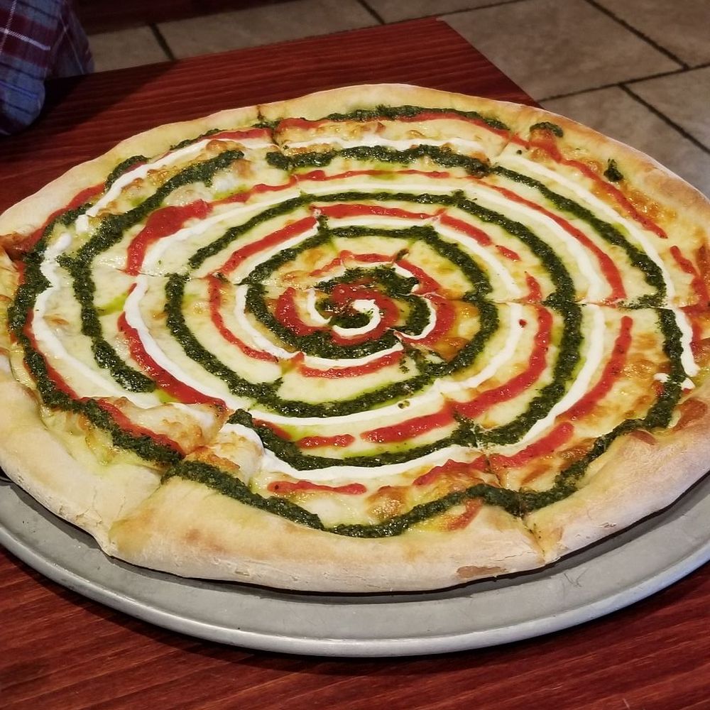 Mountain View Restaurant - Really good pizza with pesto, ricotta, and sauce. Its like a deconstructed margherita pizza - Pizza Near Me - Bloomingburg, New York Mountain View Restaurant - Really good pizza with pesto, ricotta, and sauce. Its like a deconstructed margherita pizza - Pizza Near Me - Bloomingburg, New York