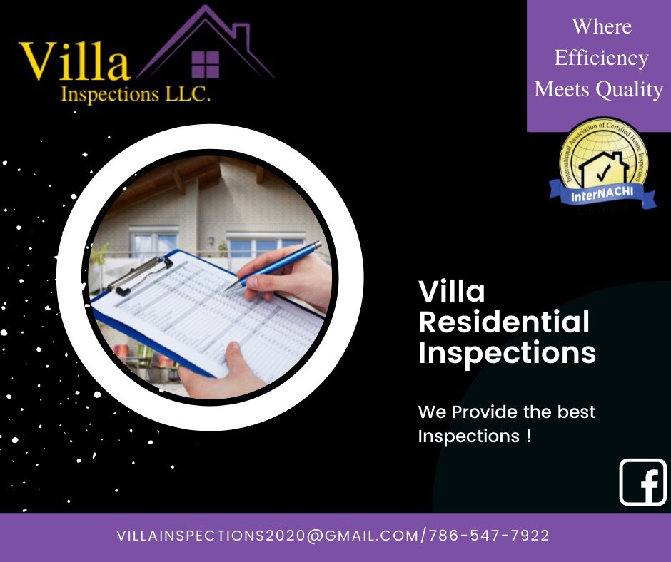VILLA RESIDENTIAL INSPECTIONS Updated August 2024 Tampa, Florida Home Inspectors Phone