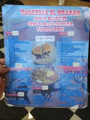 Menu photo 3 Taqueria El Charro I Chicago, IL