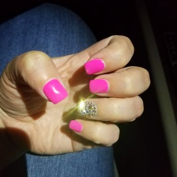 Love Nails - Lily did it again! Love how my gel mani came out  pinky kinky gel with crystals on my ring finger. - Nail Technicians Near Me - Chino, California