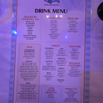 Fish Thyme - This is the drink menu. You can also ask for your favorite. - Cafes Near Me - Acworth, Georgia