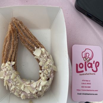 Lola's Handcrafted Churros - Awesome churro with almonds at Baby Reveal party - Desserts Near Me - Lisle, Illinois