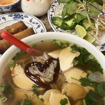 Pho Tai - pho chicken w/ spring rolls! (: - Vietnamese Near Me - Burien, Washington