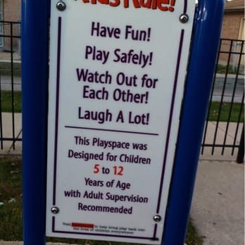 Berwyn Gardens - MoaM playground sign back - Parks Near Me - Berwyn, Illinois