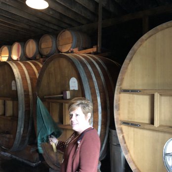 Mayacamas Vineyards & Winery - Joann inspecting the Grande Barriques - Wineries Near Me - Napa, California Mayacamas Vineyards & Winery - Joann inspecting the Grande Barriques - Wineries Near Me - Napa, California