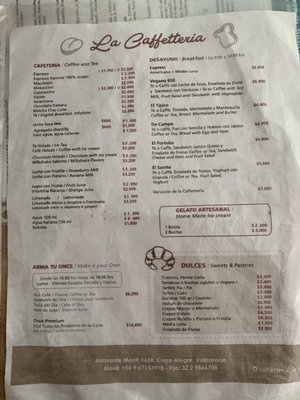 Menu photo 1 La Caffetteria Valparaíso, VS Menu photo 1 La Caffetteria Valparaíso, VS