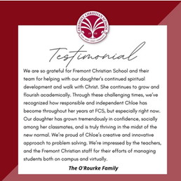 Fremont Christian School Testimonial Fremont Christian School Testimonial