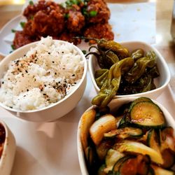 Basic Bird - Cucumber kimchi, rice, shishito peppers