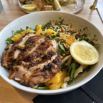 Pinky’s - lemon and pistachio salad with grilled chicken - Mediterranean Near Me - Richmond, Virginia