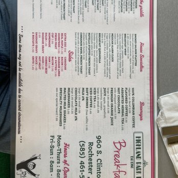 Highland Park Diner - Menu - Diners Near Me - Rochester, New York