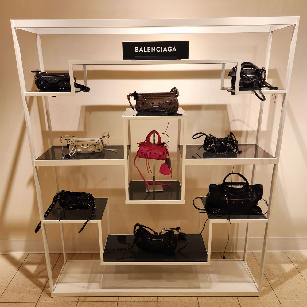 Nordstrom Aventura - Balenciaga handbag display - Department Stores Near Me - Aventura, Florida