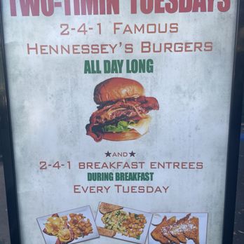 Hennessey's Grill - Tuesdays are two for one all day on burgers and breakfasts. - Juice Bars & Smoothies Near Me - Seal Beach, California