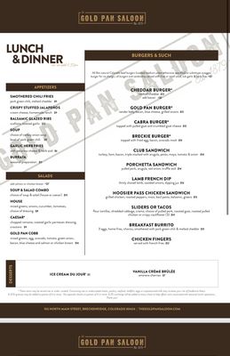 Menu photo 7 The Gold Pan Saloon Breckenridge, CO Menu photo 7 The Gold Pan Saloon Breckenridge, CO