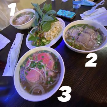 Boulder Pho - 1 pho tripe/meatball 2 pho flank/brisket  3 pho rare steak - Vietnamese Near Me - Boulder, Colorado