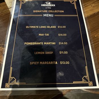 The Hendrxx - Signature menu - Lounges Near Me - Greensboro, North Carolina