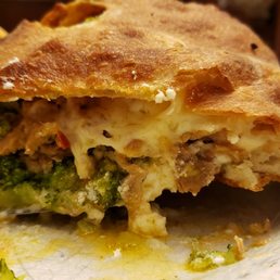Broccoli, Sausage and Garlic Calzone..  O M G, huge, stuffed full and delicious!