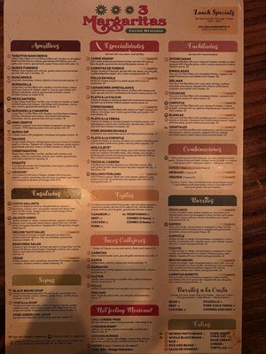 Menu photo 8 3 Margaritas Downtown Denver, CO