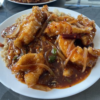 Panda Wok - Chilli fish (gravy) with fried rice - Chinese Near Me - Scarborough, Ontario