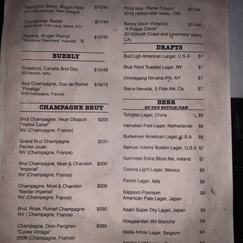 Basement - Menu 3 (as of December 2018). - Wine Bars Near Me - New York, New York